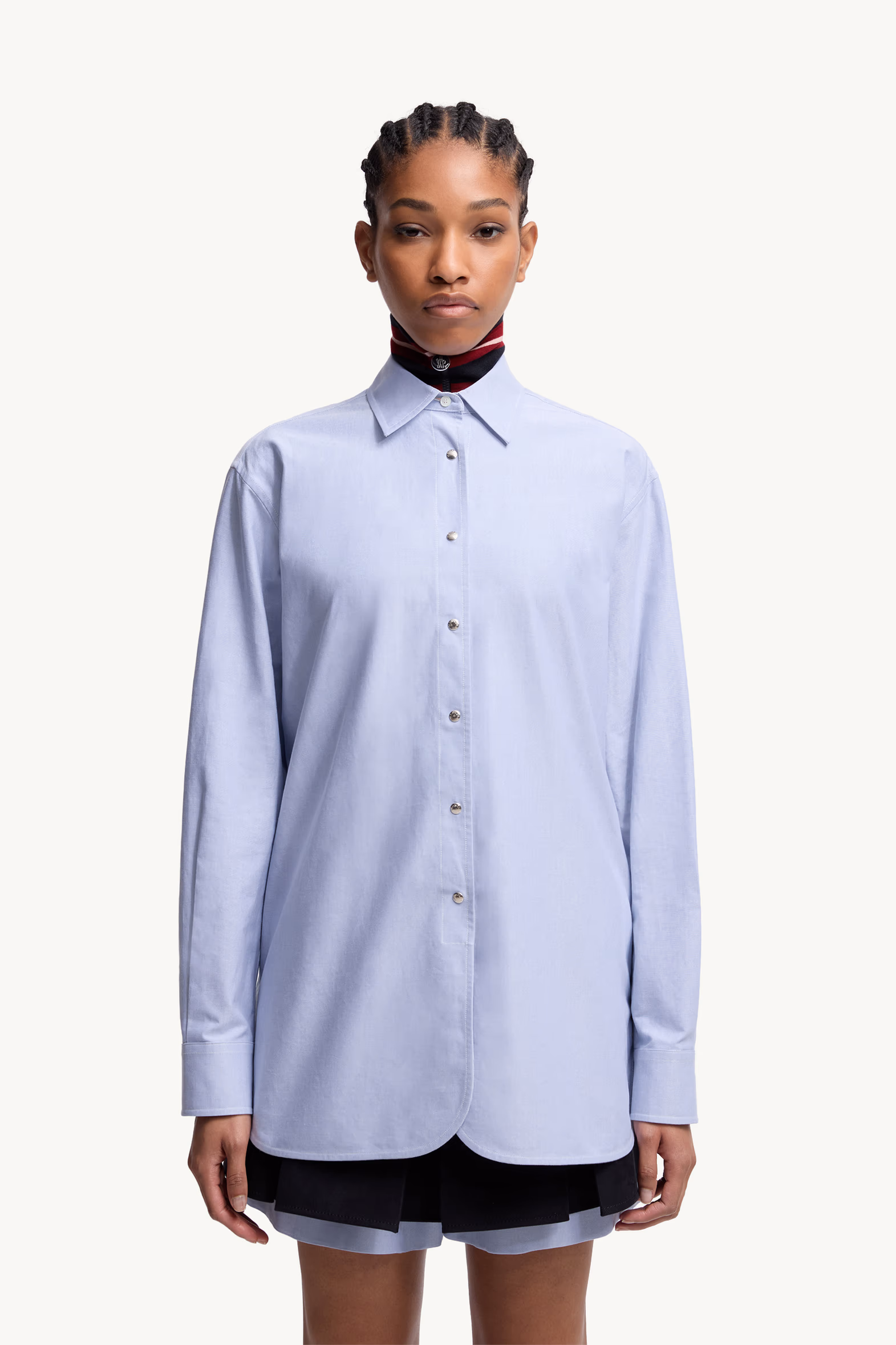 Oxford Cotton Long Sleeve Shirt Women Light Blue Moncler 3